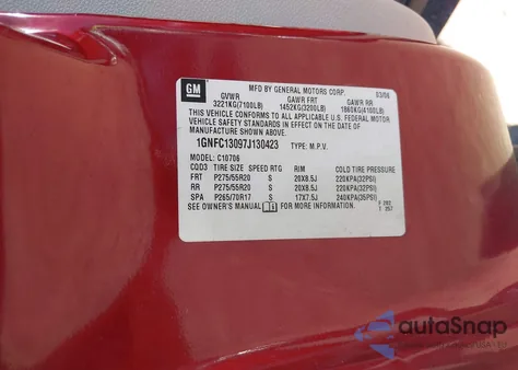 2007 Chevrolet Tahoe Ltz from USA, damaged, VIN 1GNFC13097J130423